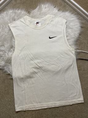 VTG Nike Essential Shirt Mens Large White 90s Sleeveless Embroidered Swoosh USA